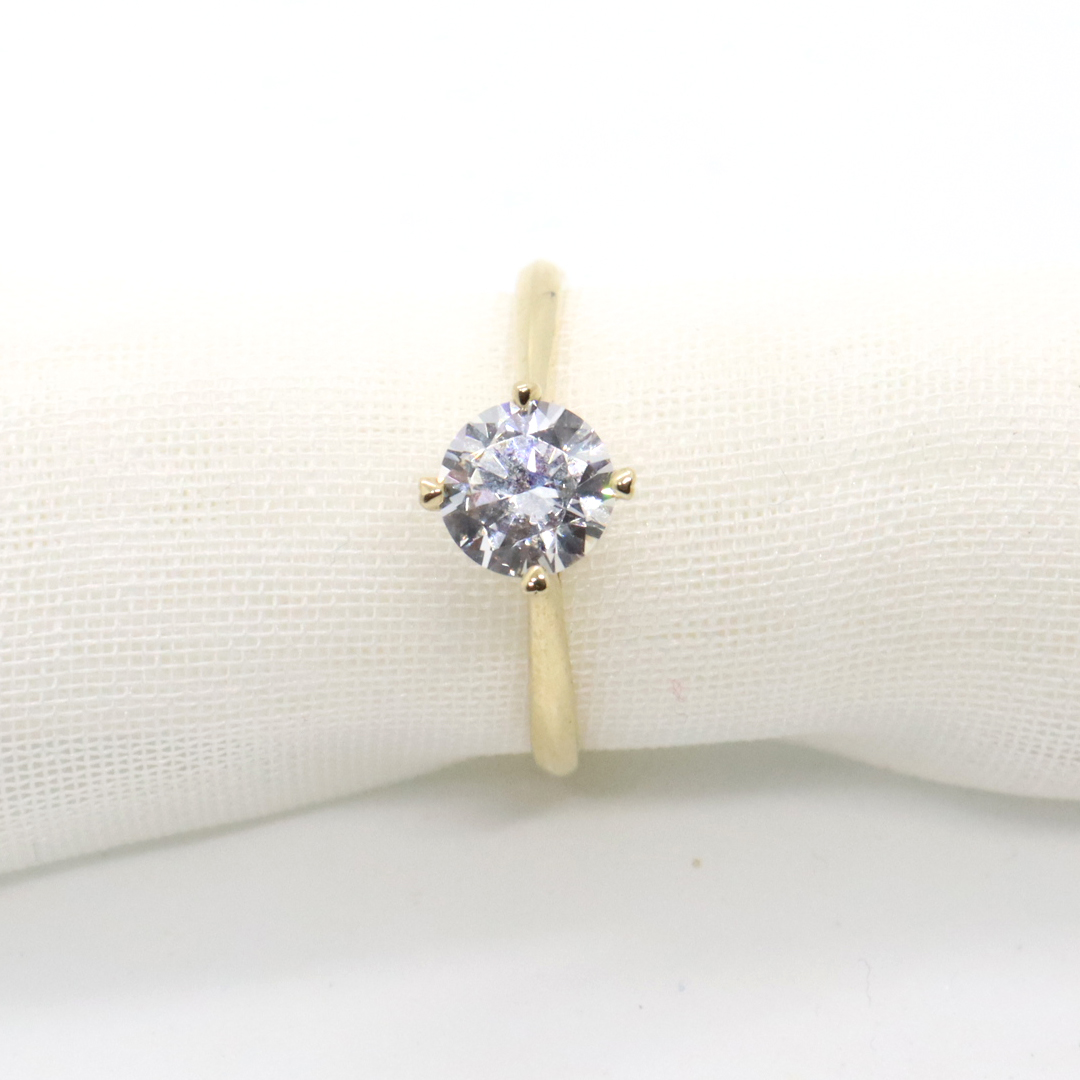 Anillo de compromiso solitario dorado 7.5 Oro 10k Fazinn
